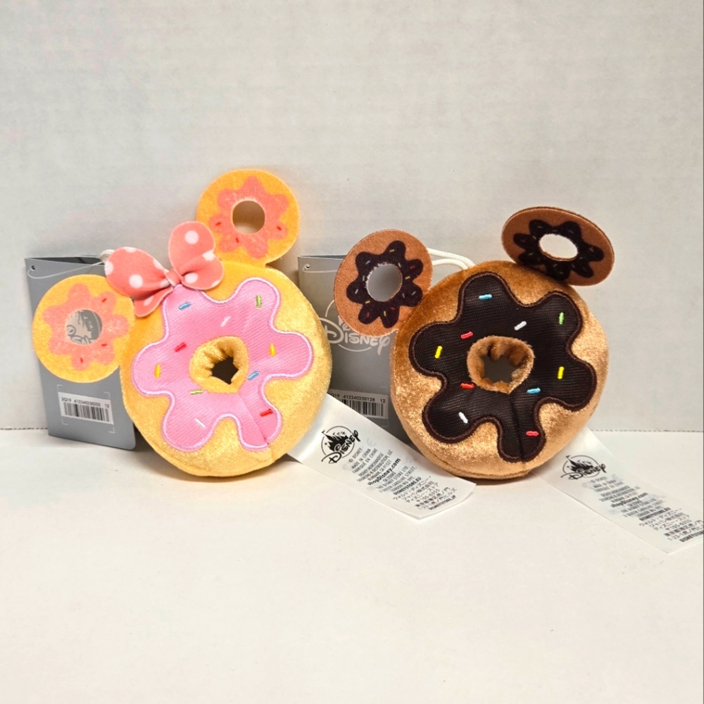 Disney Donut Plush Toy Set - Mickey and Minnie NWT 4.5"x5"